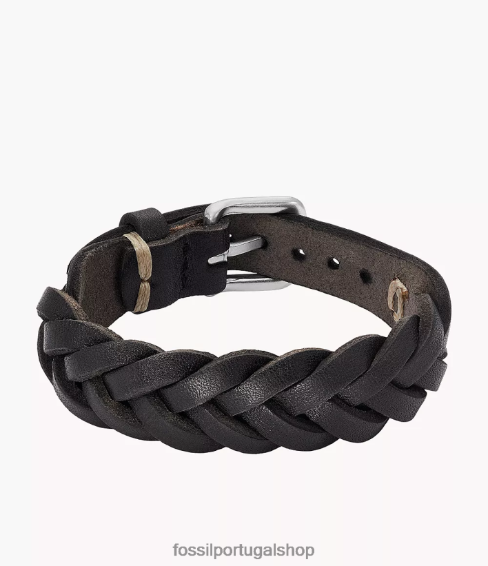 Fossil homens pulseira de couro essencial com pulseira de couro preto joia 40NJ6Z1894