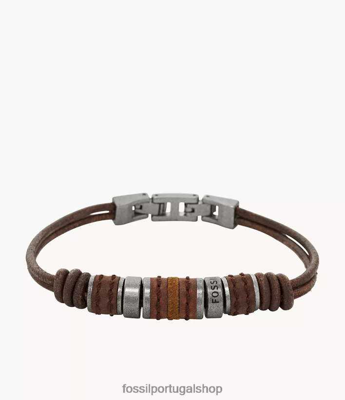 Fossil homens pulseira de couro rondell marrom joia 40NJ6Z1892