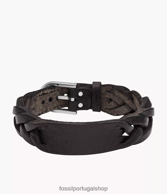 Fossil homens pulseira de couro trançado tradicional preto joia 40NJ6Z1958