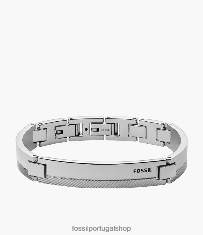 Fossil homens pulseira de estação em aço inoxidável chevron tom prata joia 40NJ6Z1869