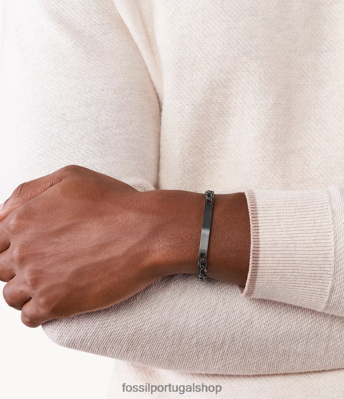 Fossil homens pulseira de identificação em aço inoxidável fumaça joia 40NJ6Z1884