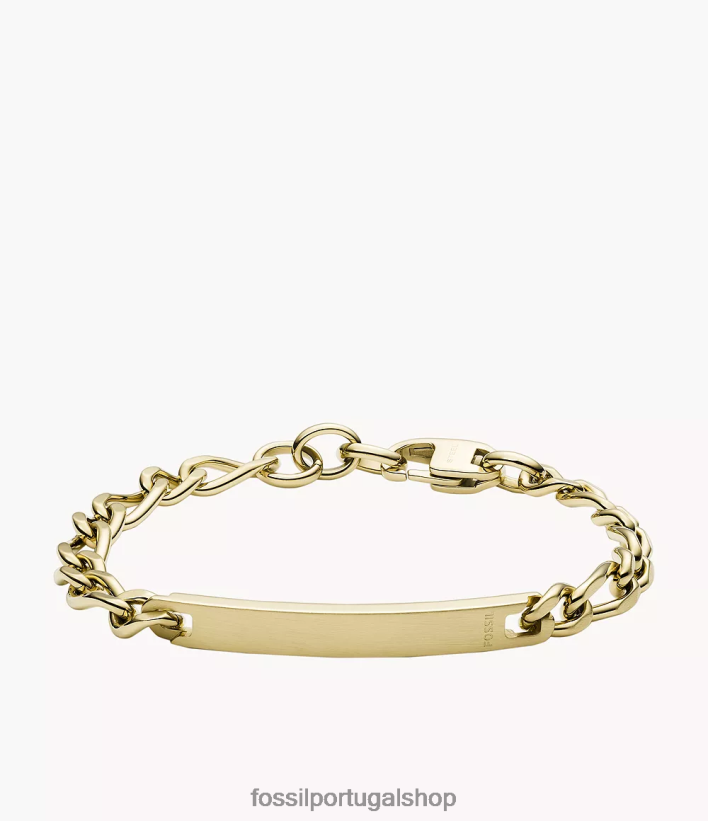 Fossil homens pulseira de placa de aço tom de ouro joia 40NJ6Z1866