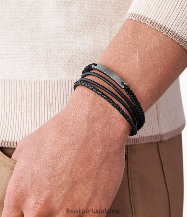 Fossil homens pulseira vintage casual de vários fios em aço cinza joia 40NJ6Z1885