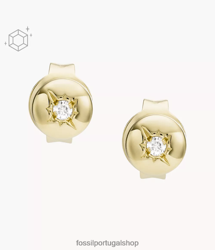 Fossil mulheres Brinco de diamante leve banhado a prata esterlina 18k transparente cultivado em laboratório prata joia 40NJ6Z1253