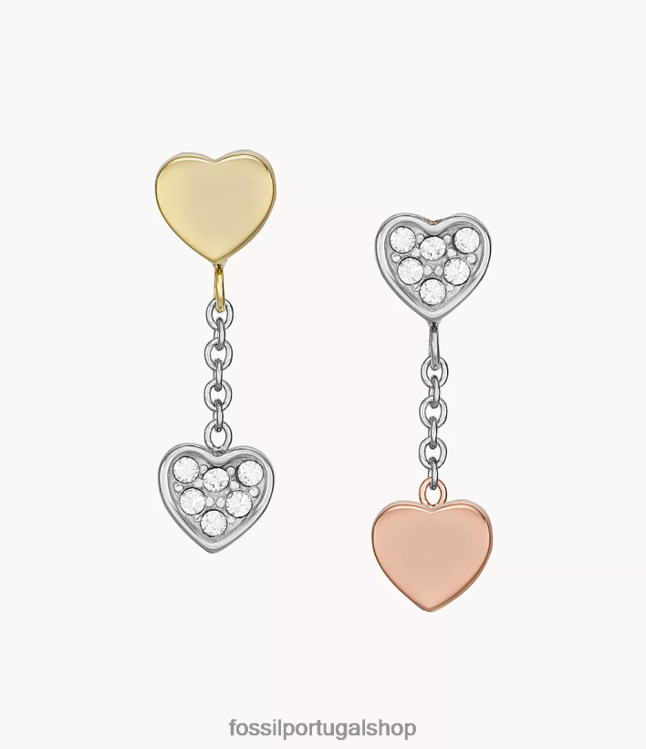 Fossil mulheres Sadie Galentine brincos de aço inoxidável em três tons dois tons joia 40NJ6Z1089