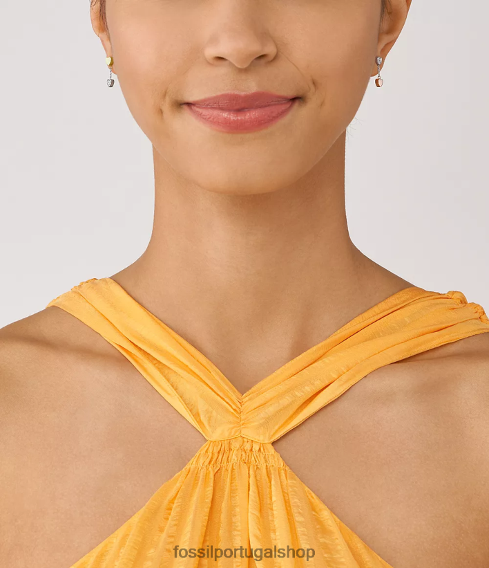 Fossil mulheres Sadie Galentine brincos de aço inoxidável em três tons dois tons joia 40NJ6Z1089