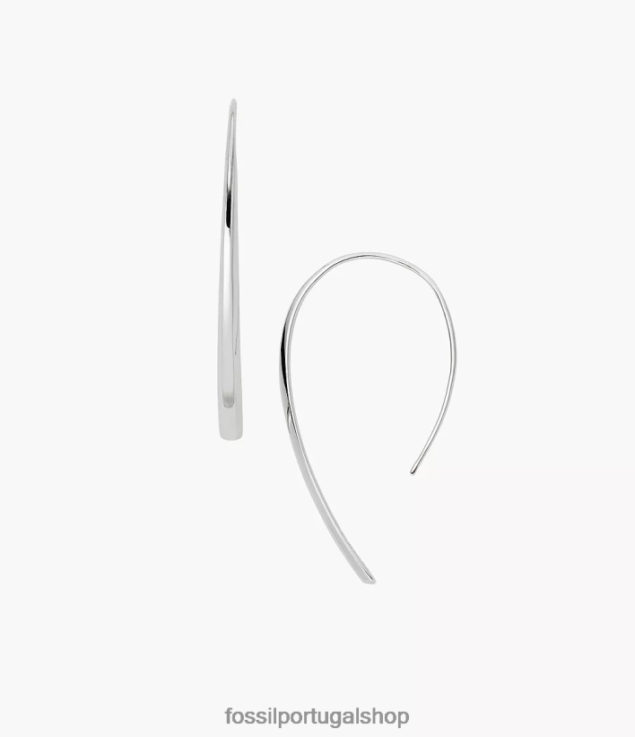 Fossil mulheres Sadie brinco de argola chanfrada em aço inoxidável prata joia 40NJ6Z1032