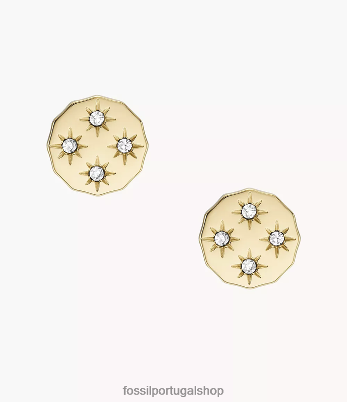 Fossil mulheres Sadie brincos de aço inoxidável com borda recortada tom de ouro joia 40NJ6Z1061