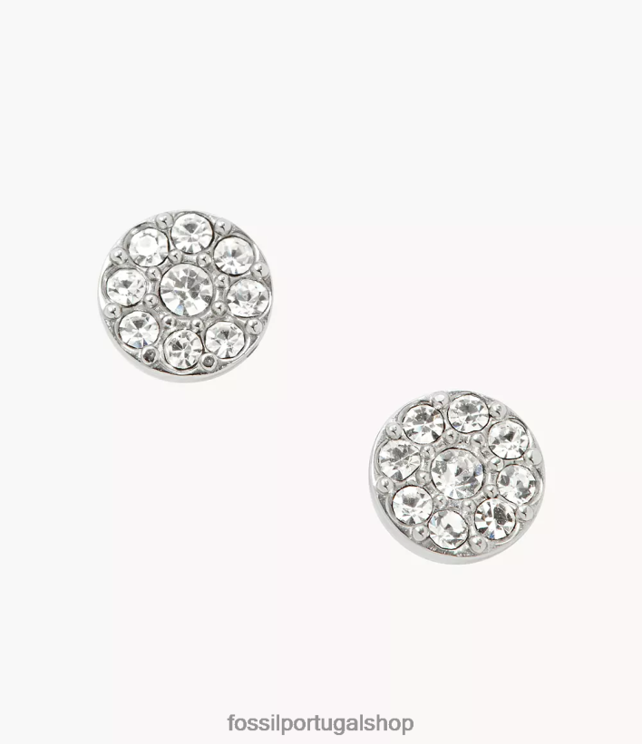 Fossil mulheres brinco de aço inoxidável com disco sutton tom prata joia 40NJ6Z1038