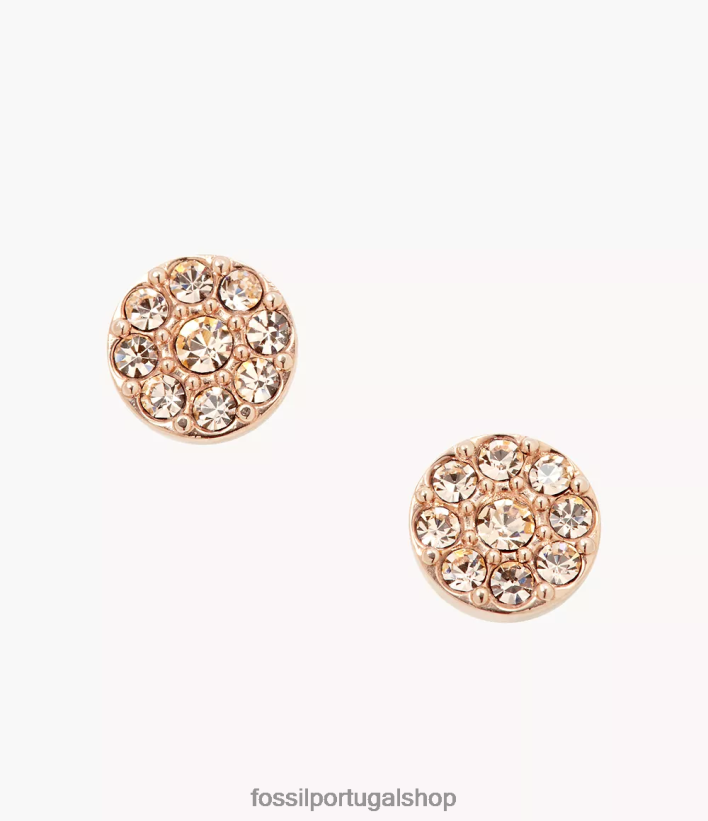 Fossil mulheres brinco de aço inoxidável com disco sutton tom rosa joia 40NJ6Z1063