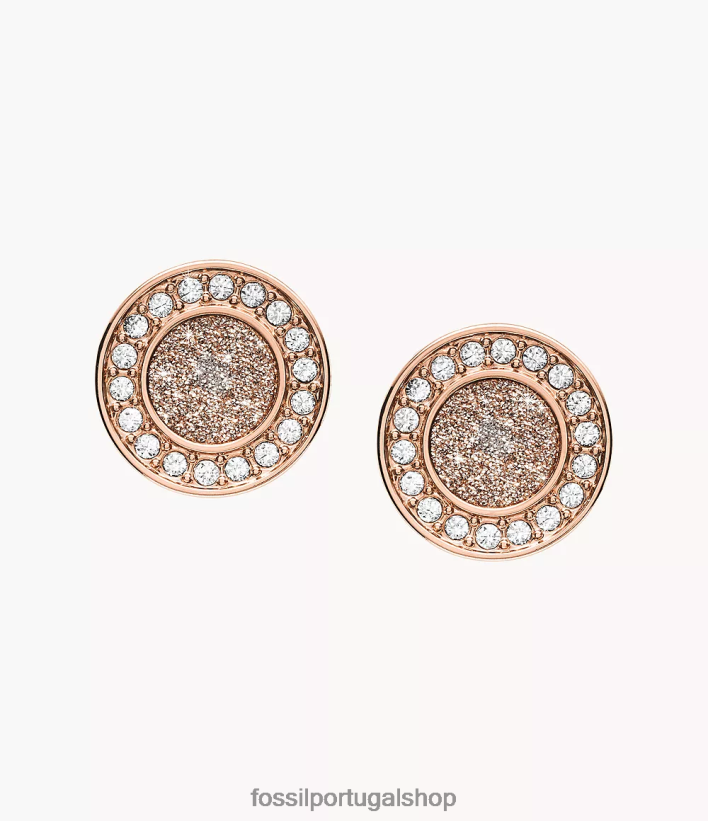 Fossil mulheres brinco de halo sutton tom de ouro rosa joia 40NJ6Z1050