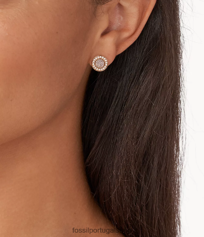 Fossil mulheres brinco de halo sutton tom de ouro rosa joia 40NJ6Z1050