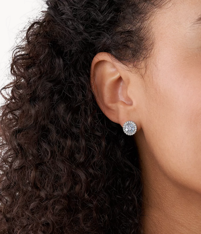 Fossil mulheres brinco val mosaico de aço inoxidável azul joia 40NJ6Z1044