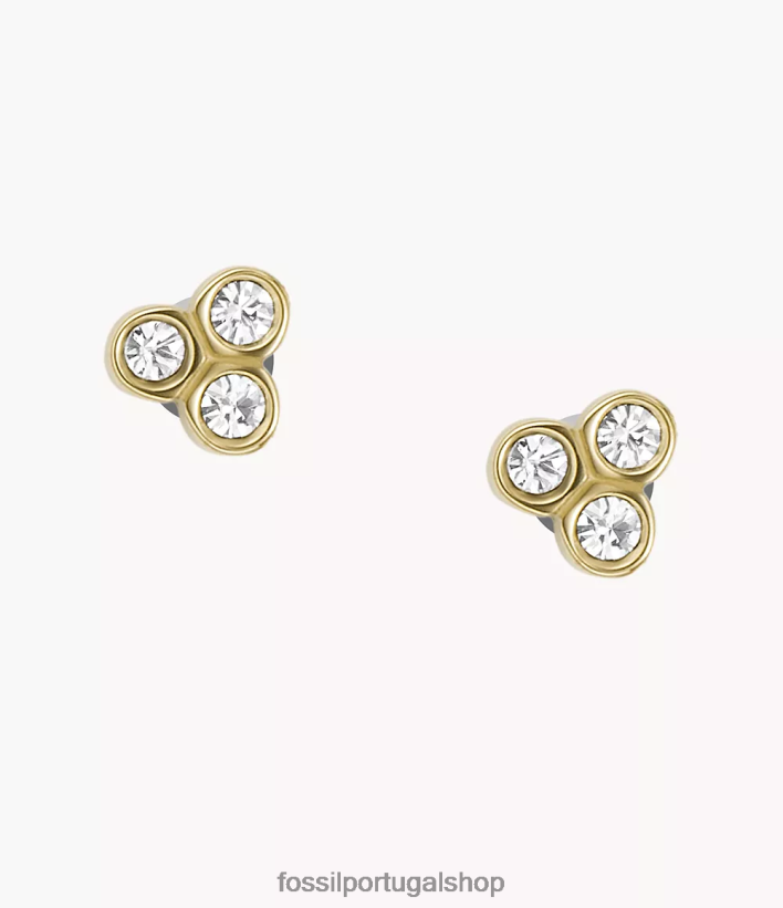 Fossil mulheres brincos de aço inoxidável Sadie Trio Glitz tom de ouro joia 40NJ6Z1045