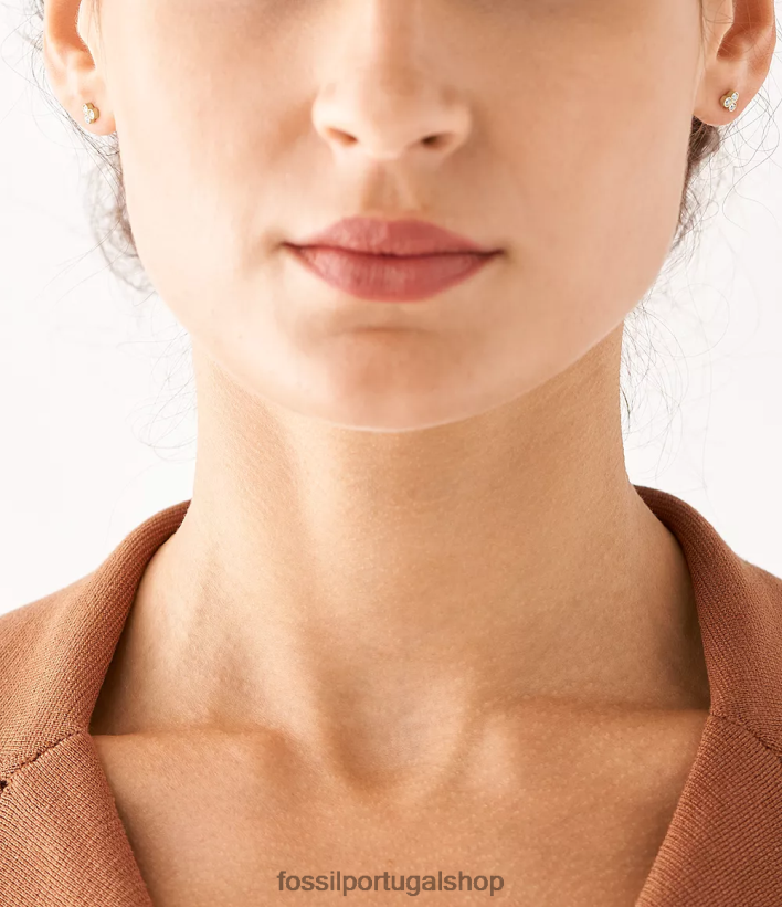 Fossil mulheres brincos de aço inoxidável Sadie Trio Glitz tom de ouro joia 40NJ6Z1045