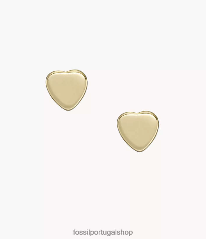 Fossil mulheres brincos de aço inoxidável com corações tom de ouro joia 40NJ6Z1065