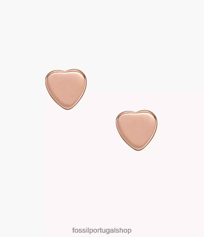 Fossil mulheres brincos de aço inoxidável com corações tom de ouro rosa joia 40NJ6Z1057