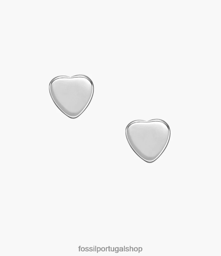 Fossil mulheres brincos de aço inoxidável com corações tom prata joia 40NJ6Z1069