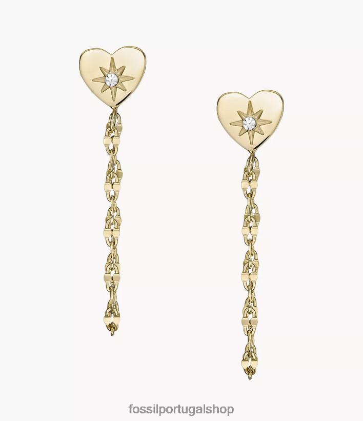 Fossil mulheres brincos de aço inoxidável empilhados da frente para trás tom de ouro joia 40NJ6Z1068