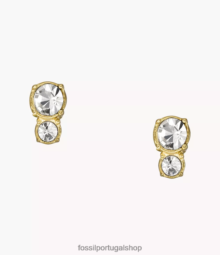 Fossil mulheres brincos de aço inoxidável todos empilhados tom de ouro joia 40NJ6Z1064