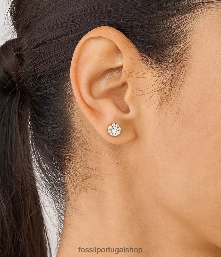 Fossil mulheres brincos de aço inoxidável todos empilhados tom de ouro joia 40NJ6Z1078