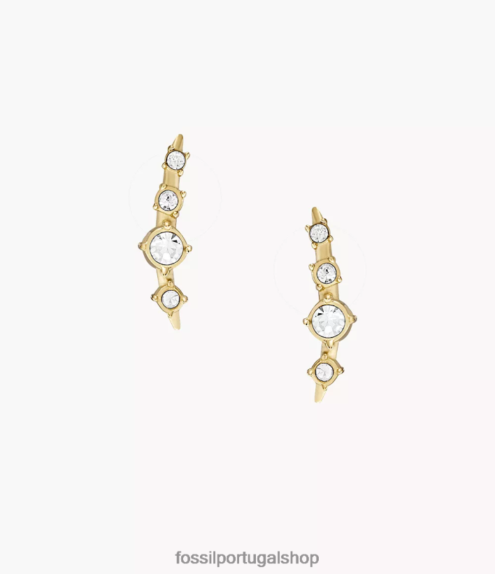 Fossil mulheres brincos de alpinista de aço inoxidável empilhados tom de ouro joia 40NJ6Z1037