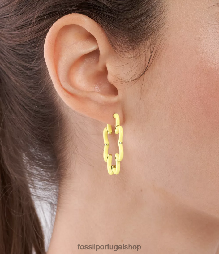 Fossil mulheres brincos de argola coloridos em aço inoxidável tom de ouro joia 40NJ6Z1085