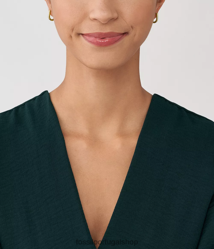 Fossil mulheres brincos de argola de aço inoxidável Heritage Essentials tom de ouro joia 40NJ6Z1067