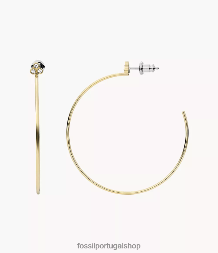 Fossil mulheres brincos de argola de aço inoxidável Sadie Trio Glitz tom de ouro joia 40NJ6Z1058