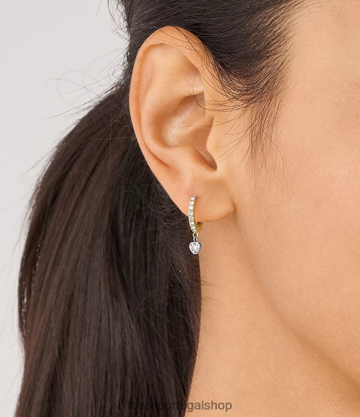 Fossil mulheres brincos de argola de aço inoxidável Sadie tokens of carinho dois tons joia 40NJ6Z1076