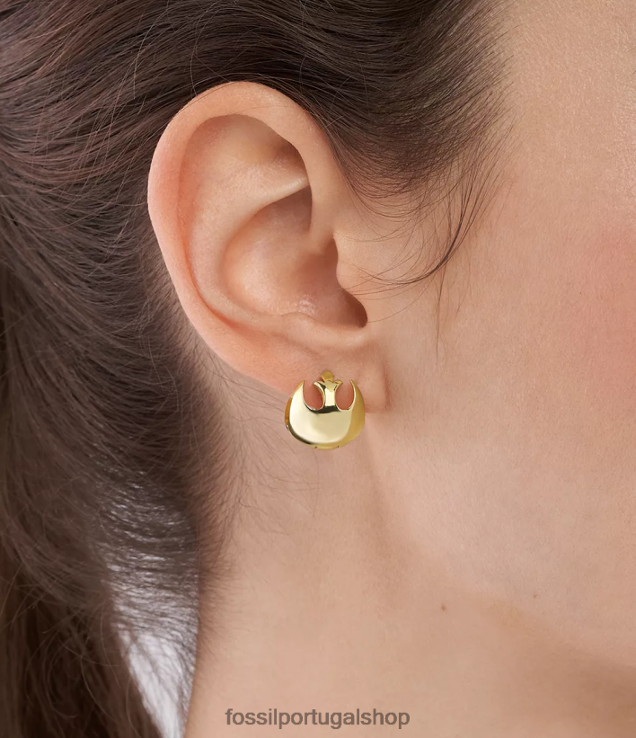 Fossil mulheres brincos de argola de aço inoxidável de resistência de star wars tom de ouro joia 40NJ6Z1048