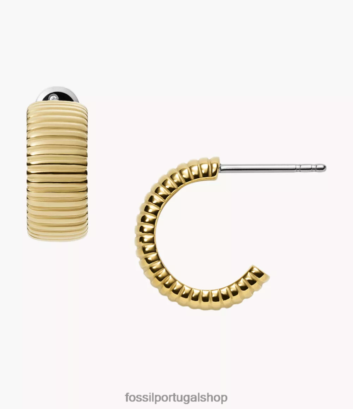 Fossil mulheres brincos de argola de aço inoxidável vintage da Geórgia tom de ouro joia 40NJ6Z1241