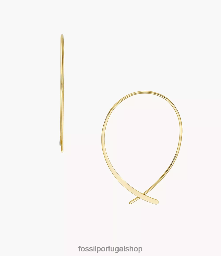 Fossil mulheres brincos de argola de latão empilhados tom de ouro joia 40NJ6Z1039