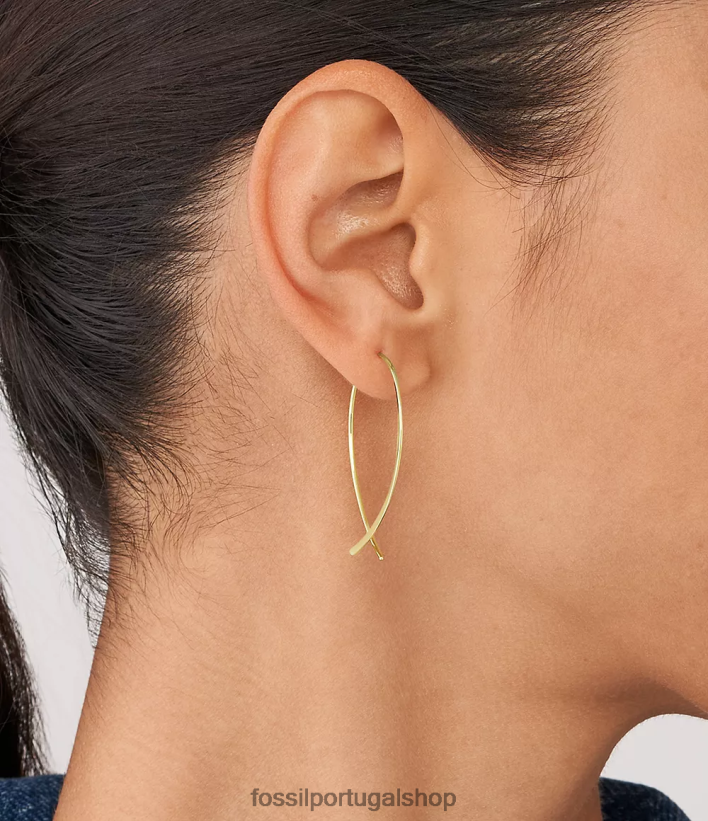 Fossil mulheres brincos de argola de latão empilhados tom de ouro joia 40NJ6Z1039