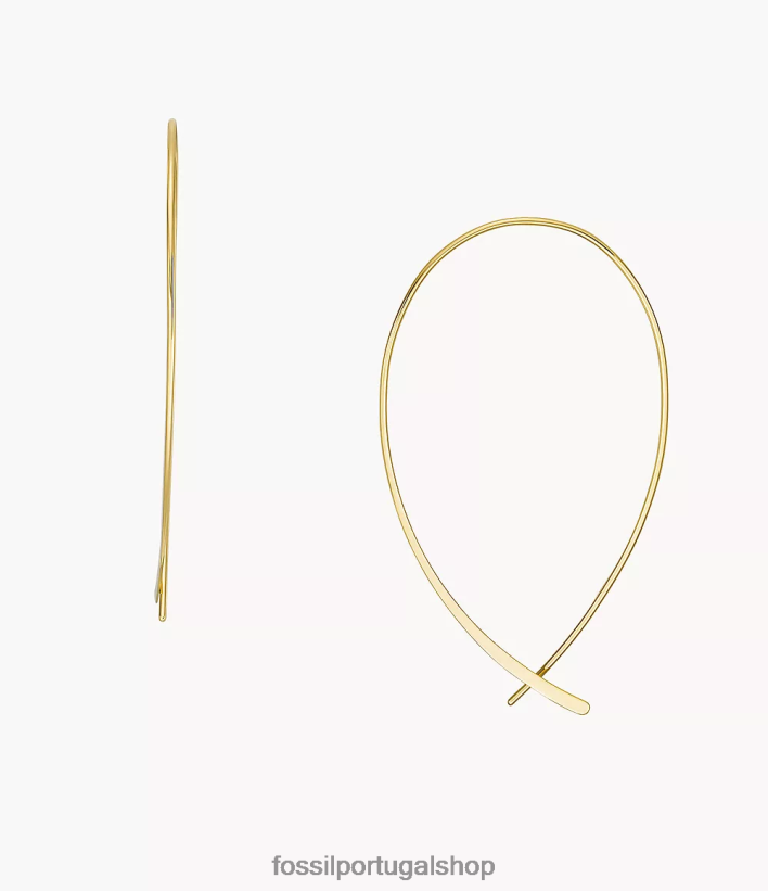 Fossil mulheres brincos de argola de latão empilhados tom de ouro joia 40NJ6Z1080