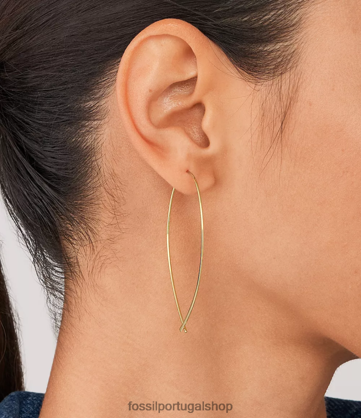 Fossil mulheres brincos de argola de latão empilhados tom de ouro joia 40NJ6Z1080