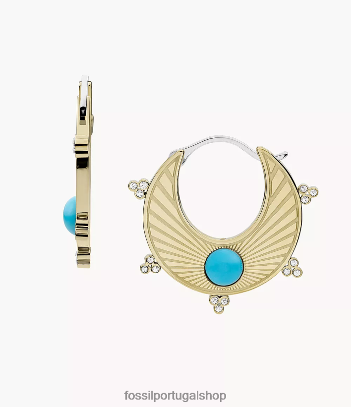 Fossil mulheres brincos de argola de sol do texas turquesa joia 40NJ6Z1205