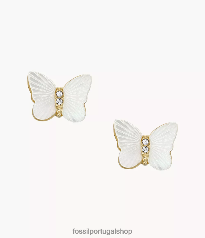Fossil mulheres brincos de borboleta com asas radiantes madrepérola branca joia 40NJ6Z1041