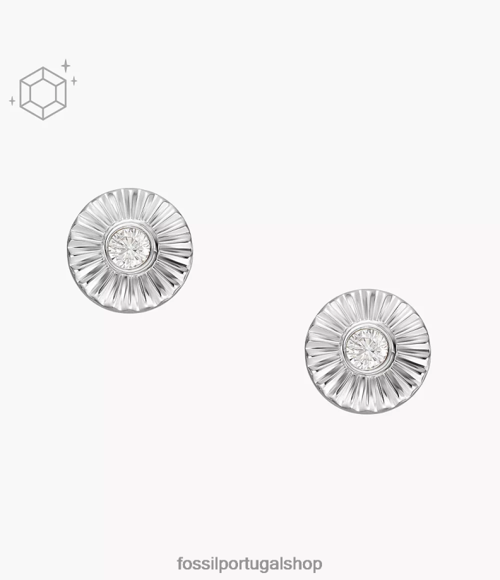 Fossil mulheres brincos de círculo de textura esterlina prata joia 40NJ6Z1055