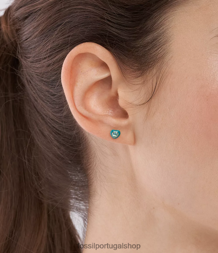 Fossil mulheres brincos de coração pop coloridos azul joia 40NJ6Z1086