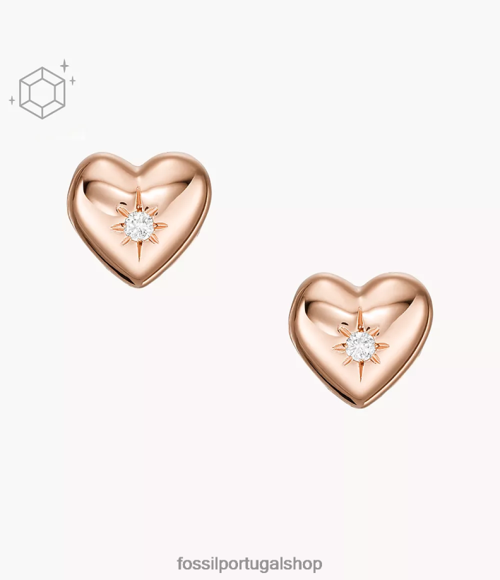 Fossil mulheres brincos de diamante cultivado em laboratório transparente banhado a 14k amor verdadeiro Rosa ouro joia 40NJ6Z1056