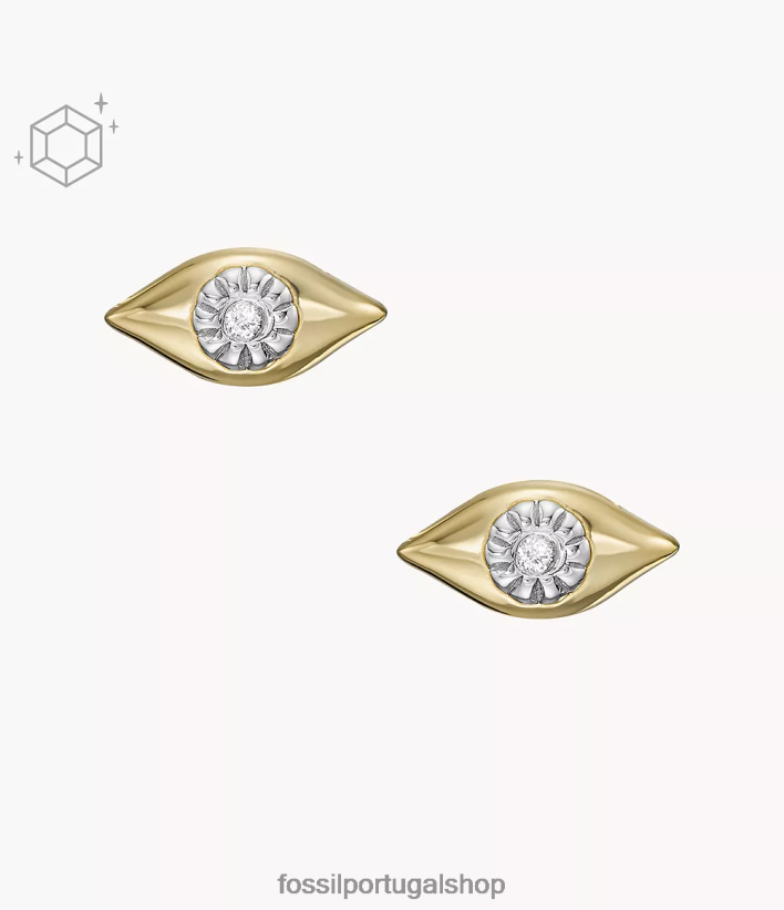 Fossil mulheres brincos de diamante cultivados em laboratório transparente banhado a 14k de mau olhado ouro joia 40NJ6Z1082