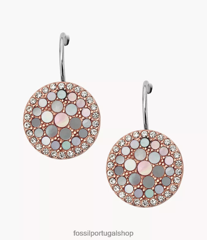 Fossil mulheres brincos de disco de mosaico val madrepérola joia 40NJ6Z1046