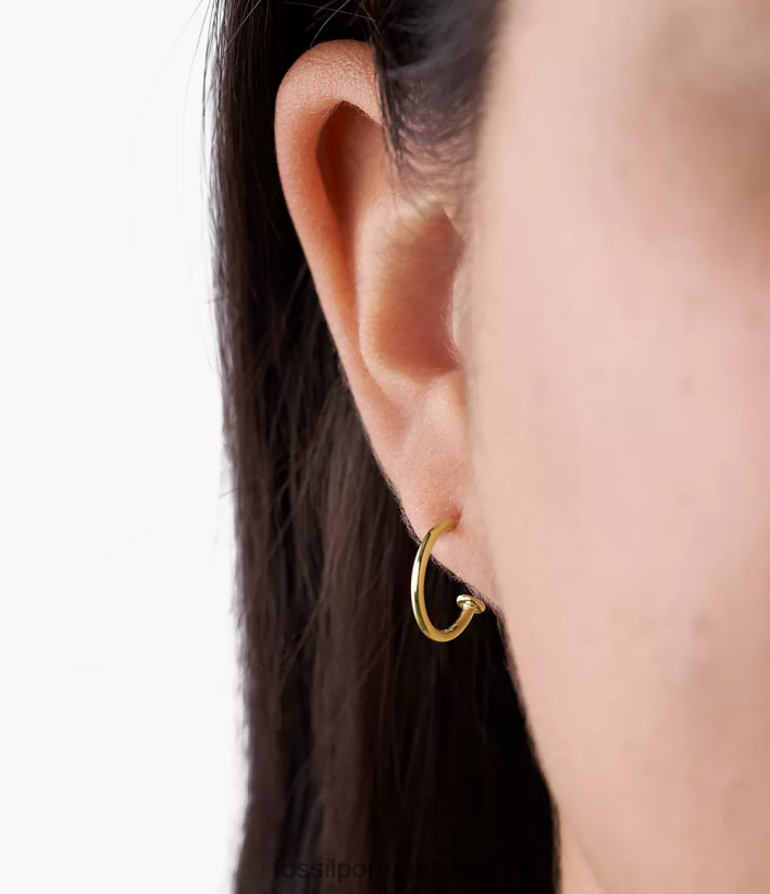 Fossil mulheres corra oh brincos de argola de aço inoxidável tão charmosos tom de ouro joia 40NJ6Z1257