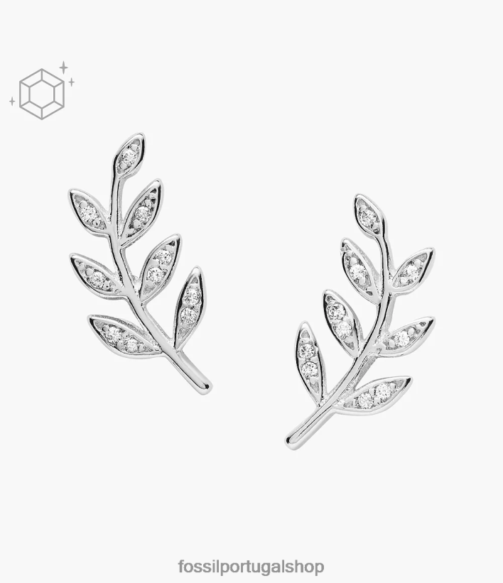 Fossil mulheres elliott olive branch sterling studs prata joia 40NJ6Z1052