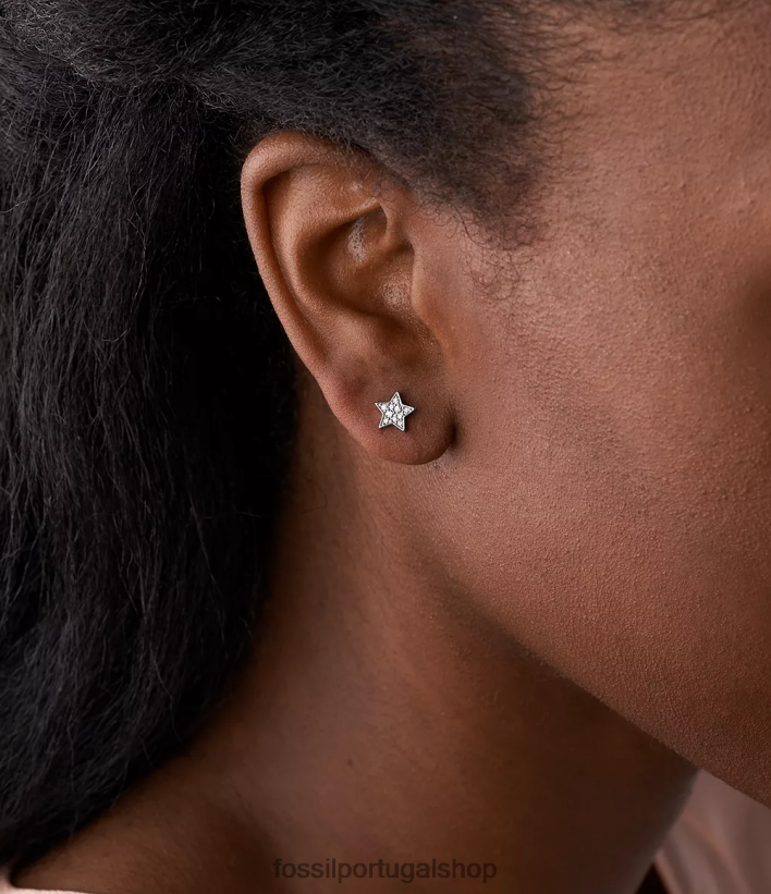 Fossil mulheres elliott sterling brilho estrela pregos prata joia 40NJ6Z1040