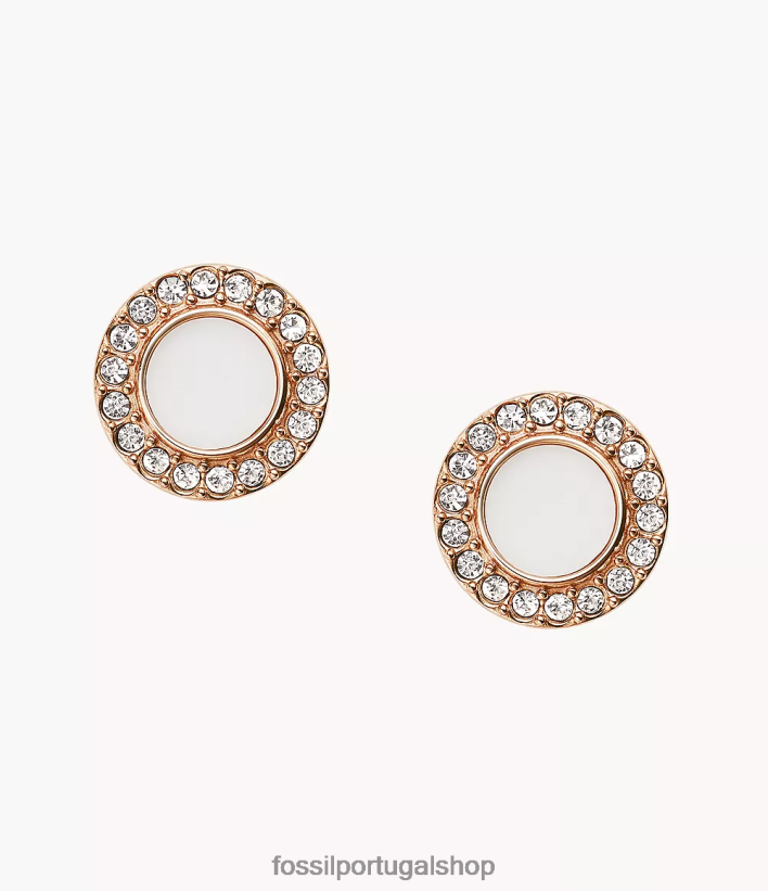 Fossil mulheres pregos de brilho val stone ouro rosa/branco joia 40NJ6Z1077