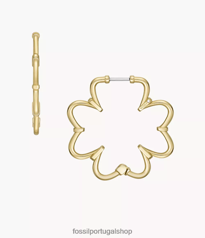 Fossil mulheres sol brincos de argola de aço inoxidável dourado joia 40NJ6Z1053