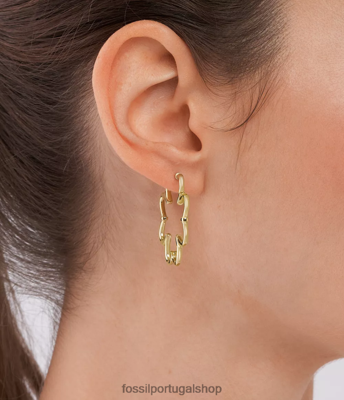 Fossil mulheres sol brincos de argola de aço inoxidável dourado joia 40NJ6Z1053