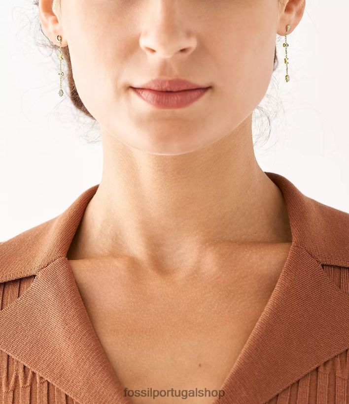 Fossil mulheres sutton ícones brincos de aço inoxidável dourado joia 40NJ6Z1304